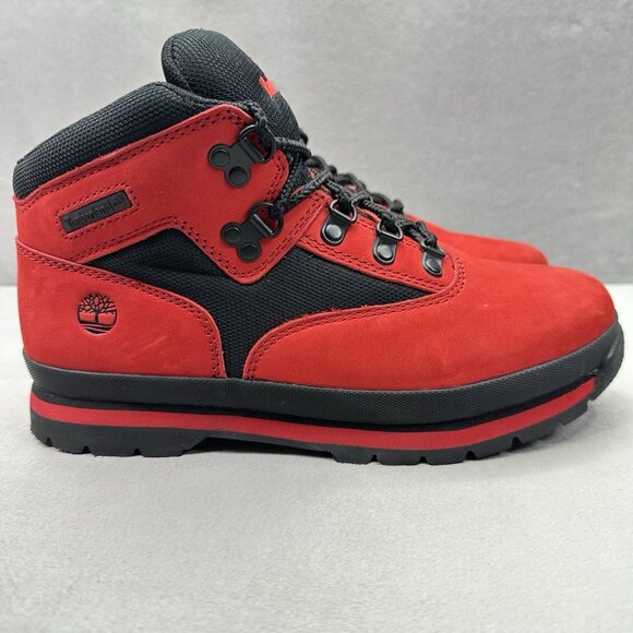 Womens 8 / Boys 6.5 Timberland Euro Hiker Red Nubuck Waterproof Lace-Up Outdoor - Picture 1 of 8